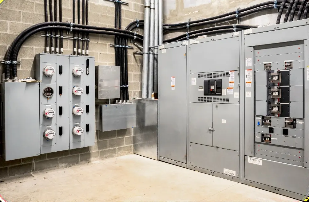Cuarto eléctrico con tableros de distribución industrial